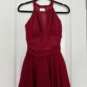 Chic Red Halter Mini Dress + Swimsuit | Size S